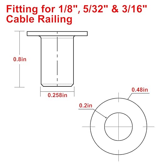 BLIKA 40 Pack Black Stainless Steel Protector Sleeves for 1/8" 5/32" or 3/16" Deck Cable Railing, for Wood/Composite Posts, T316 Marine Grade, Black Cable Railing Protector Sleeves