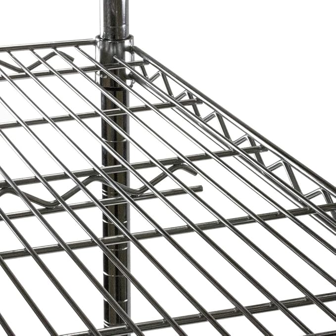 Shelving Inc. 5-Tier Chrome Wire Shelving, 8"D x 36"W x 96"H, Modern/Industrial Style, 800lbs Capacity Per Shelf