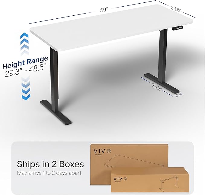 VIVO Electric 60 x 24 in Standing Desk (White, 60x24in)