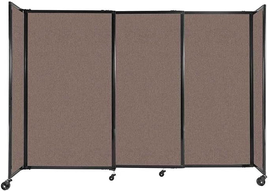 Versare Straightwall Sliding Portable Wall Partition | Freestanding Office Dividers | Locking Wheels | Temporary Room Separator | 7'2'' Wide x 5' Tall Latte Fabric Panels