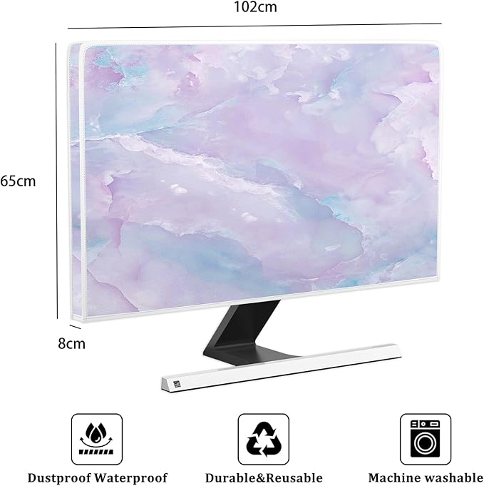 Baocicco Violet Marble Waterproof 40, 41, 42，43 Inch TV Dust Cover Anti-Static Dustproof Abstract Creative Desigen Television Accessories TV LCD Screen Texture TV Decoration for LED LCD OLED TVs