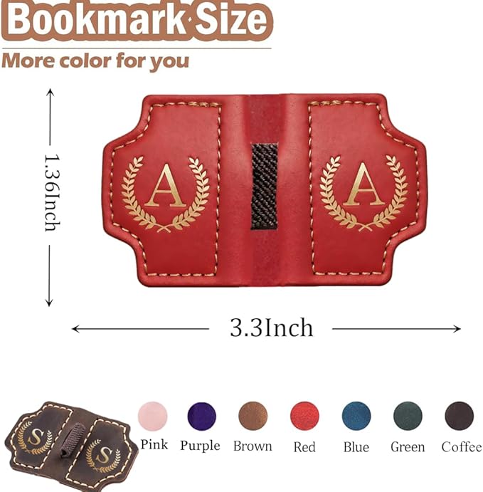 Personalized Bygone Mark Bookmark with Pen Holder, Leather Magnetic Bookmark 26 Letters,Gifts for Book Lovers, Readers, Leather Book Marks for Men Women (Green, F)