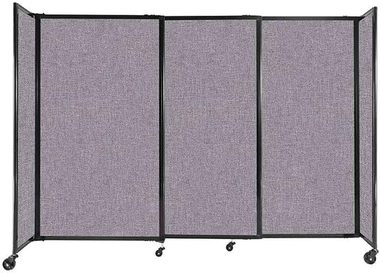 Versare Straightwall Sliding Portable Wall Partition | Freestanding Office Dividers | Locking Wheels | Temporary Room Separator | 7'2'' Wide x 5' Tall Cloud Gray Fabric Panels