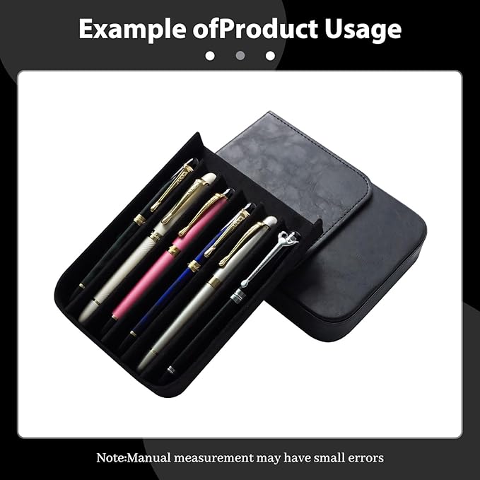 MIVLXLX Leather 6-Slot Fountain Pen & Pencil Tray Case — Black