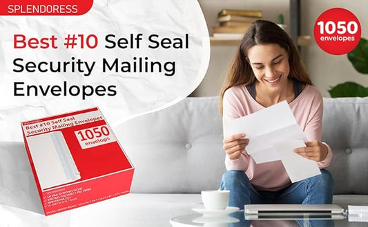 #10 Envelopes Letter Size Self Seal | 1,050 Business Mailing Security Peel and Sealing Envelope | 100% Tinted | no 10 White Windowless Legal Regular Plain Envelops Pack | 4-1/8 x 9-1/2 Inches | 24 LB