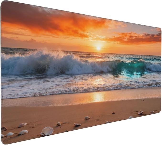 Gaming Mouse Pad,Large Mouse Pads for Desk,Non-Slip Rubber Base Extended Mousepad,XXL Keyboard Mouse Mat,Stitched Edges Computer Keyboard Desk Pad,35.4x15.8inch,Sunset Waves