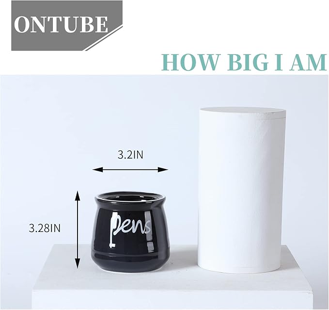 ONTUBE Porcelain Pen & Pencil Holder Stand — Black