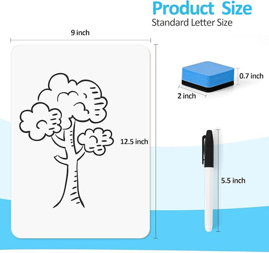 Dry Erase LapBoards, PANDRI 16 Pack Double Sided 12.5 x 9 Inch Whiteboards with 16 Erasers and 16 Markers, Dry Erase Boards for Students Classroom Teacher Supplies
