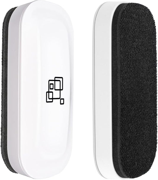 Maxtek Magnetic Dry Erase Eraser, 2 Pack, for Glass Board, Calendar, Whiteboard, Office and School Supplies (Pure White)