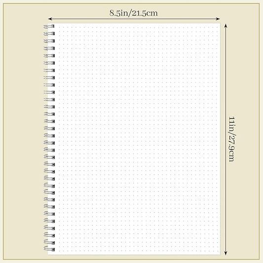 BESARME 80 Sheets A4 Dot Grid Spiral Notebook, 2PCS Dotted Notebook 8.5" × 11" College Ruled Grid Notebooks for School Office