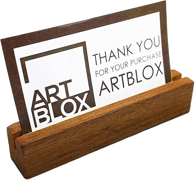 Artblox Personalized Office Desk Name Plate and Business Card Holder | Clear Acrylic Glass with Teak Wood Stand | Mixed Flowers Design Customized with Your Name and Credentials Office Desk Decor