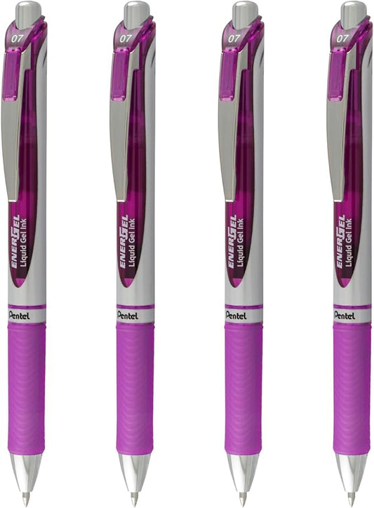 Pentel EnerGel RTX Liquid Gel Pens, Medium (0.7mm), Violet, 4-pk (BL77PF4V)