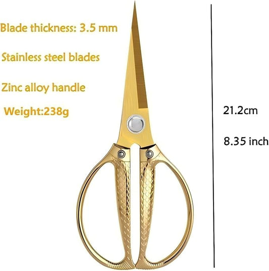 Large Ribbon Cutting Scissors,Heavy duty gold stainless steel scissors,With scissors and a pair of white gloves,Suitable for Ribbon-Cutting,Office,Home,and Crafts, Right/Left Handed (8.35 inches)