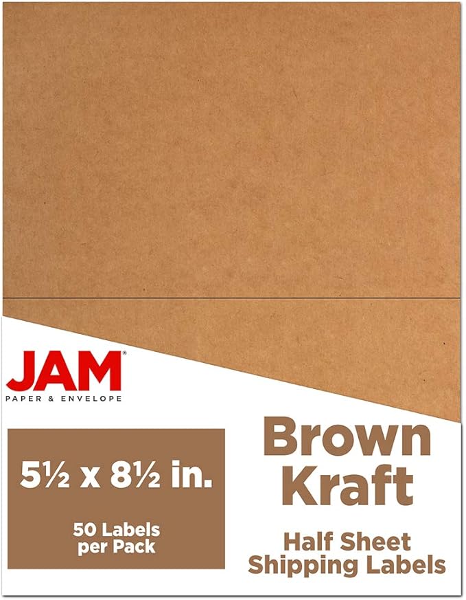 JAM PAPER Shipping Labels (Brown, 2x8)