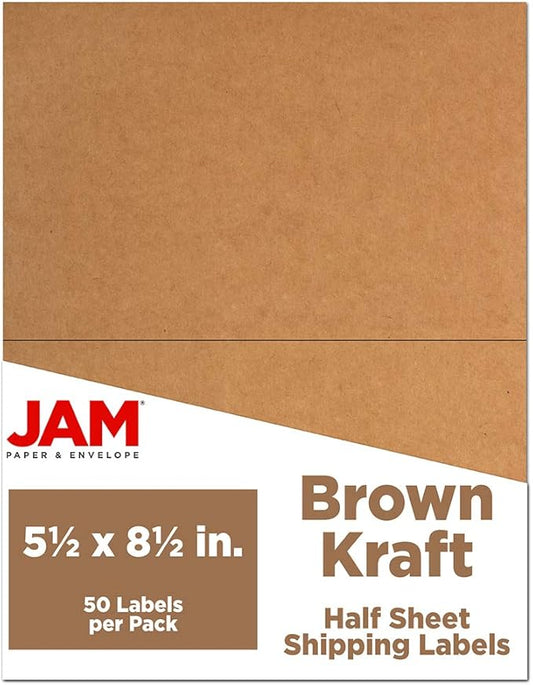 JAM PAPER Shipping Labels (Brown, 2x8)