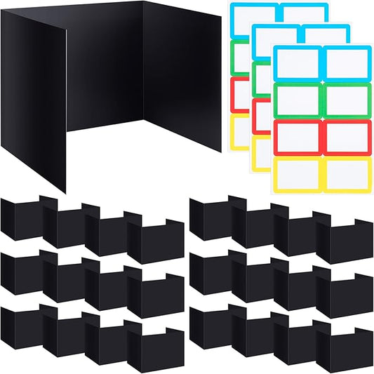 Crtiin 24 Pcs Privacy Folders for Students Desk Dividers Standard School Privacy Cardboard Board Testing Dividers Shield for Classroom Teacher Supplies Keep Eyes from roving(Stylish)