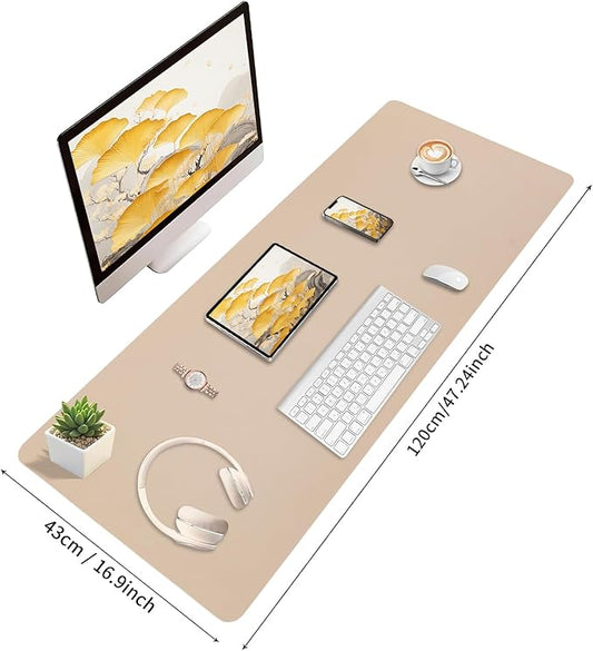 Bloss Extra Large Leather Desk Mat — Beige