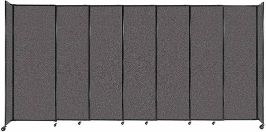 Versare Straightwall Sliding Portable Wall Partition | Freestanding Office Dividers | Locking Wheels | Temporary Room Separator | 15'6'' Wide x 7'6'' Tall Charcoal Gray Fabric Panels