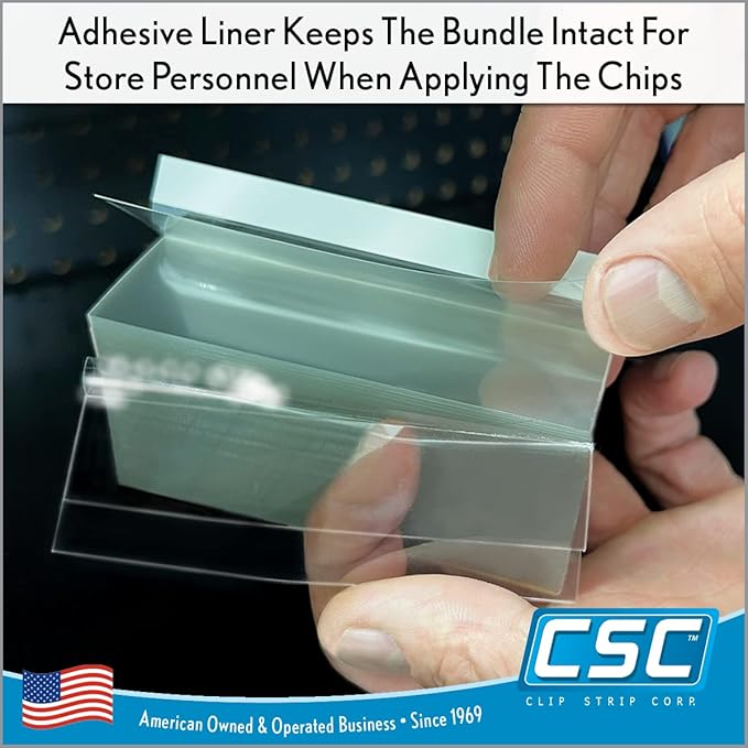 Clip Strip Corp. Price/Data Channel Label Holder Chips, Clear Plastic Tags, 2.25" L x 1.25" H, 7.5 Mil Thick, Gondola Shelf Edge, Reusable, Made for Point of Purchase Shelf Molding (250)