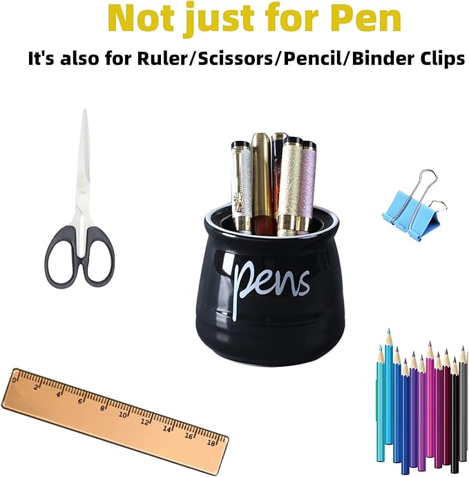 ONTUBE Porcelain Pen & Pencil Holder Stand — Black