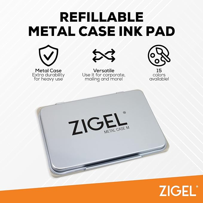 2 Pack Metal Case Stamp Pad Medium Size, Gray Color - Size: 3" x 4" - Choose from 15 Ink Colors