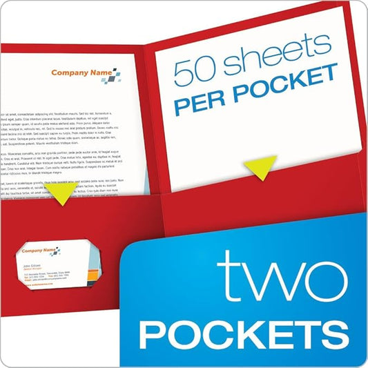Oxford Twin-Pocket Folders, Textured Paper, Letter Size, Red, Holds 100 Sheets, Box of 25 (57511EE)
