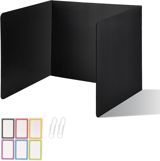 ZYINOZOC 2 Pack Desk Dividers for Students,3-Fold Privacy Screens,Testing Dividers for Classroom Waterproof,Plastic Easy Clean Privacy Shields for Student Includes Extra Labels