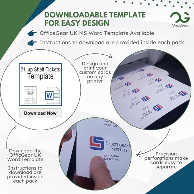 OfficeGear Barcode Price Labels — 21-up, 25 Sheets, 525 Pack, 38×70 mm, A4