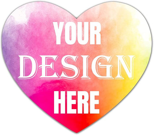 100-500 Custom Personalized Labels With Any Image Logo and Text - Business Thank You Stickers (Heart, 4 Inch)