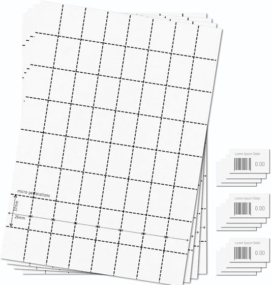 OfficeGear Shelf Edge Barcode Price Ticket Labels 64-up [25 Sheets - 1600 Pack] 37x26mm Custom Printable A4 Card Micro Perforated Non-Adhesive Merchandise Tag with Free Downloadable Design Template