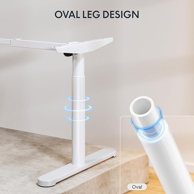 FLEXISPOT Bamboo Electric Standing Desk with Elegant Oval Legs, 48"x24" Height Adjustable Desk for Home Office & Living Spaces, White Frame