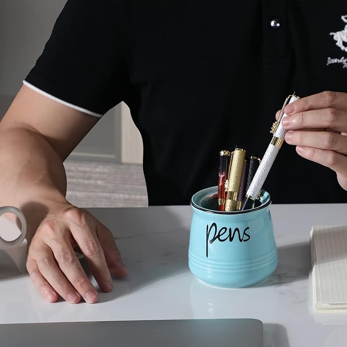 ONTUBE Porcelain Pen & Pencil Holder Stand — Turquoise