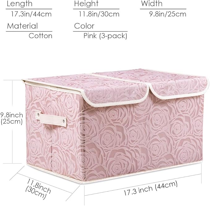 PRANDOM Large Stackable Storage Bins with Lids Fabric Decorative Storage... (1..