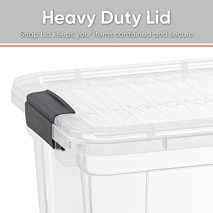 Superio Clear Storage Boxes with Lids, 8.75 Quart Plastic Container Bins for Organizing, Stackable Crates, BPA Free, Non Toxic, Odor Free, Organizers for Home, Office and Dorm, 4 Pack