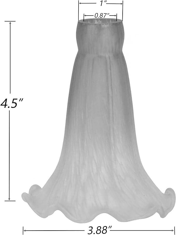 Bieye LS02S Lily Flower Blown Glass Lampshade (White Pink, Opening I.D. 0.87" x O.D. 1")