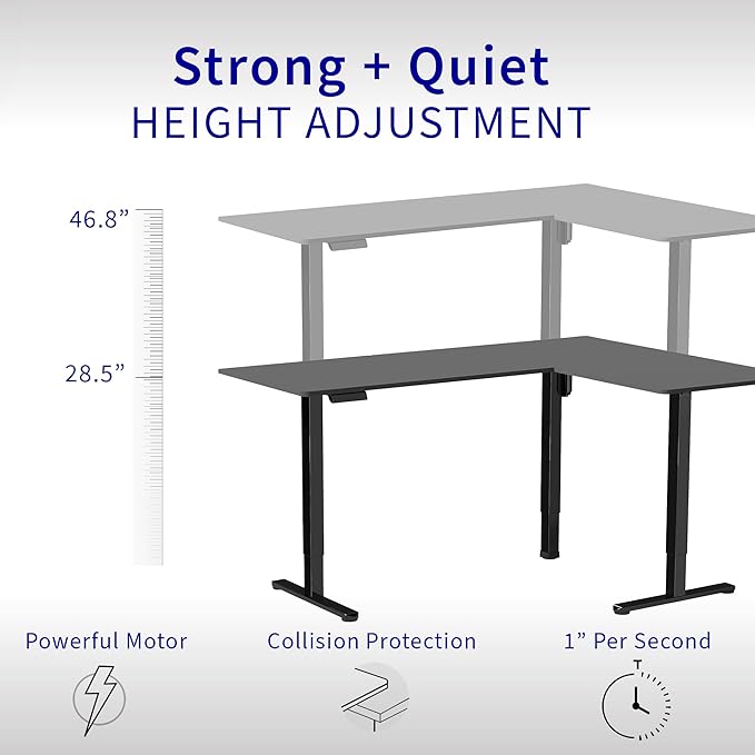 VIVO Electric Corner 84 x 63 inch L-Shaped Standing Desk, Memory Height Adjustment, Dark Walnut Top White Frame, DESK-E3CTWD-84