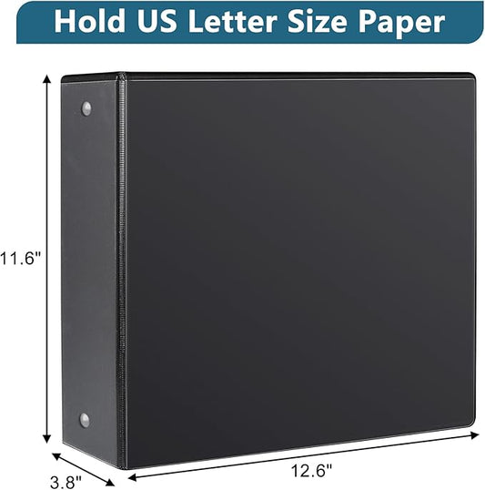 CIXILDTS 3" 3 Ring Binder, Standard 3-Inch Round Ring Binder Fit Letter Size Paper, Presentation View Binders, 6 Packs, Black