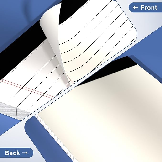 Nichela 5" x 8" Note Pads 10 Pack of Legal Pads 21lb Notepad College Ruled Legal Pad 30 Sheets Perforated Small Writing Pads Double-Side Printed Pad of Paper for School, College, Office