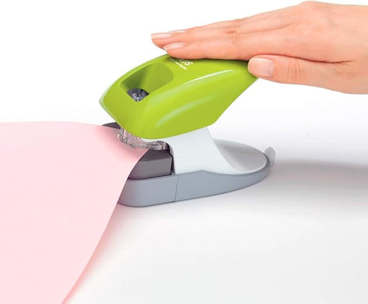 Plus Paper Clinch Desktop Staple-Free Stapler — Green