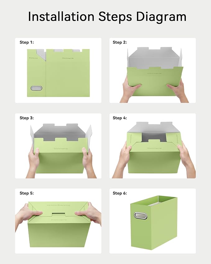 Oterri Cardboard File Organizer Box for Hanging File Folders Letter Size,File Box for Computer Desk,File Cabinet,Working Home,Office,Classroom (Green, Letter Size - 2 Packs)