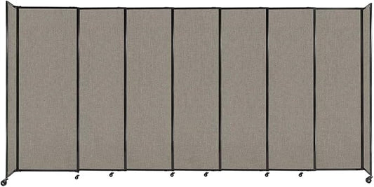 Versare Straightwall Sliding Portable Wall Partition | Freestanding Office Dividers | Locking Wheels | Temporary Room Separator | 15'6" Wide x 7'6" Tall Warm Pebble Fabric Panels
