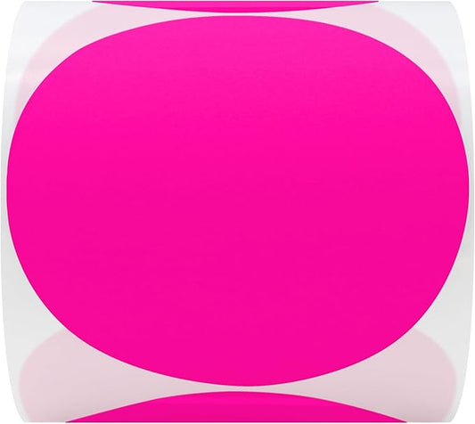 Hybsk Round Color Coding Circle Dots Labels Warehouse Inventory Organizer Stickers (4 inch, Fluorescent Pink)