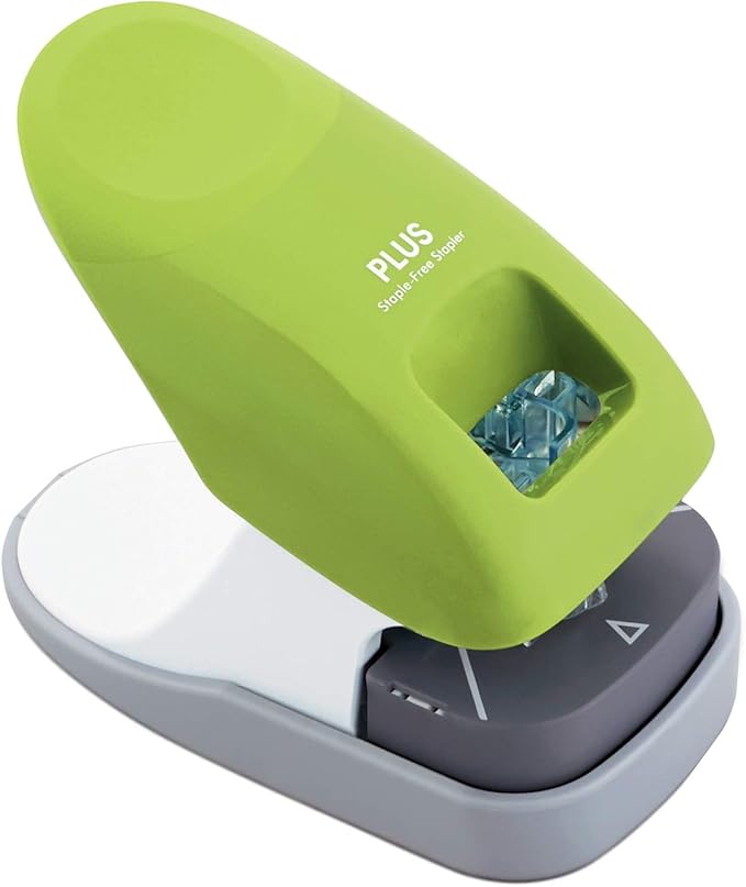 Plus Paper Clinch Desktop Staple-Free Stapler — Green
