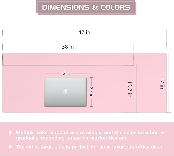 Aothia Large Faux Leather Desk Pad / Mouse Pad — Pink