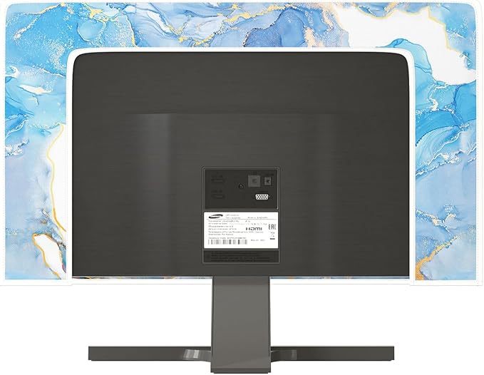 Baocicco Baby Blue Gold Marble Waterproof Screen TV Cover 65 Inch Modern Television Accessories TV LCD Fashion Weatherproof Screen TV Decorations for Tablet LED LCD OLED TVs