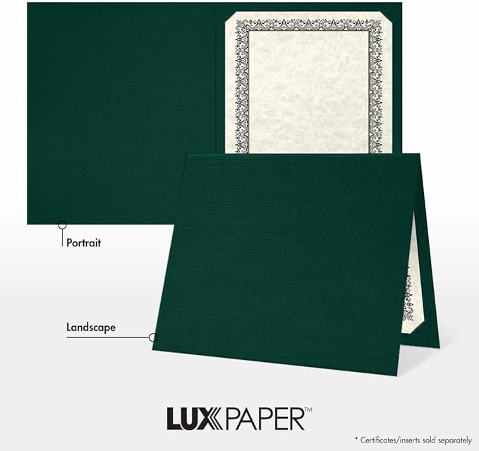 LUXPaper 9.5" x 12" Certificate Holders (Green)
