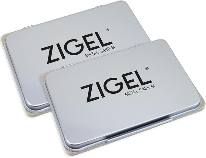 2 Pack Metal Case Stamp Pad Medium Size, Gray Color - Size: 3" x 4" - Choose from 15 Ink Colors