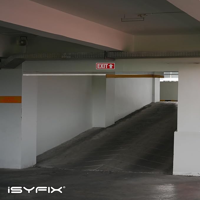 iSYFIX Exit Signs 6 Pack 12x4 Inch with Directional Up Arrows - Rust Free Aluminum, Laminated for UV, Weather, Scratch Resistance - Ideal for Offices, Schools, Theaters, Restaurants