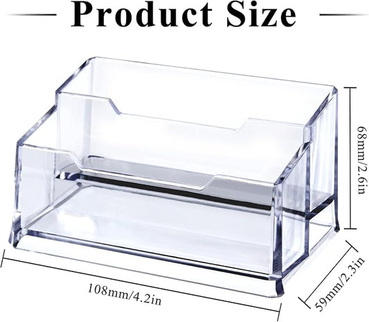Clear Acrylic Business Card Holder,2 Tier Premium Acrylic Clear Business Card Holder Stand for Desk Fits 100 Business Cards