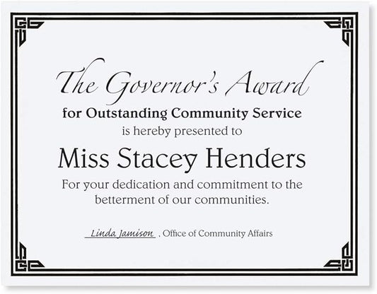 PaperDirect Black on White Classic Specialty Certificates, 8½ x11, Foil Accents, 50 Count, Certificates And Awards Paper, For School, Work, Diplomas & Award Certificates